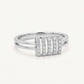 Elegant Silver Crystal Bar Ring with Double Band and Sparkling Detail