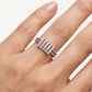 Elegant Silver Crystal Bar Ring with Double Band and Sparkling Detail