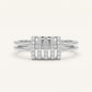 Elegant Silver Crystal Bar Ring with Double Band and Sparkling Detail