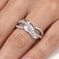 Elegant Twisted Crystal Ring with Sparkling Silver-Tone Band