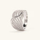 Elegant Silver-Tone Pavé Wave Ring with Multi-Row Crystal Detailing