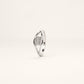 Elegant Oval Crystal Silver Ring with Geometric Openwork Design