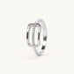 Elegant Silver Rectangular Ring with Sparkling Stone Detail