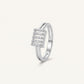 Elegant Silver Crystal Bar Ring with Double Band and Sparkling Detail