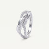 Elegant Twisted Crystal Ring with Sparkling Silver-Tone Band