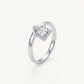 Silver Square-Cut Halo Crystal Engagement Ring