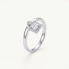 Silver Square-Cut Halo Crystal Engagement Ring