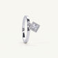 Silver Square-Cut Halo Crystal Engagement Ring