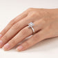 Silver Square-Cut Halo Crystal Engagement Ring