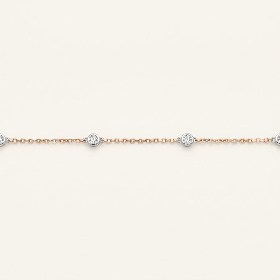 Rose Gold Beaded Bracelet with Sparkling Round Accents