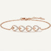 Rose Gold Heart Link Bracelet with Sparkling Accents