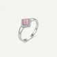 Elegant Pink Cushion-Cut Stone Halo Ring