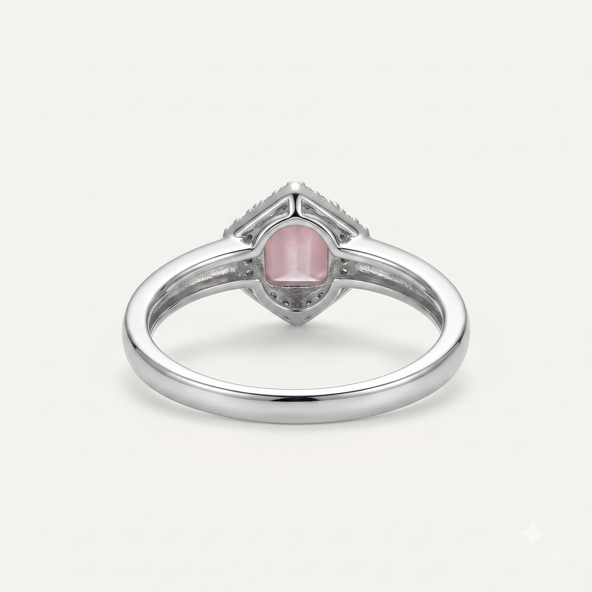 Elegant Pink Cushion-Cut Stone Halo Ring