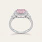 Elegant Pink Cushion-Cut Halo Ring with Pear-Shaped Side Stones