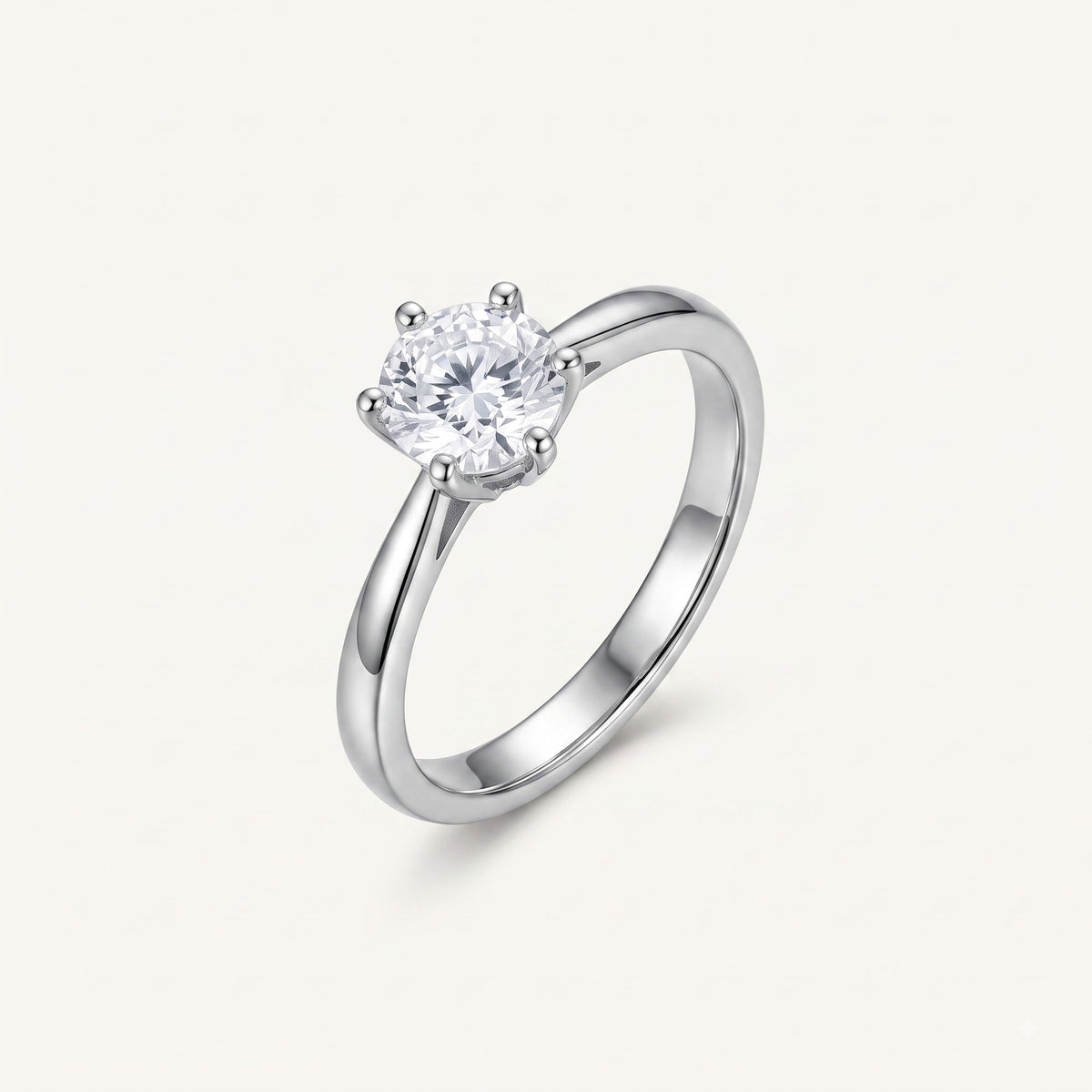 Classic Round Solitaire Ring with Brilliant Clear Centre Stone