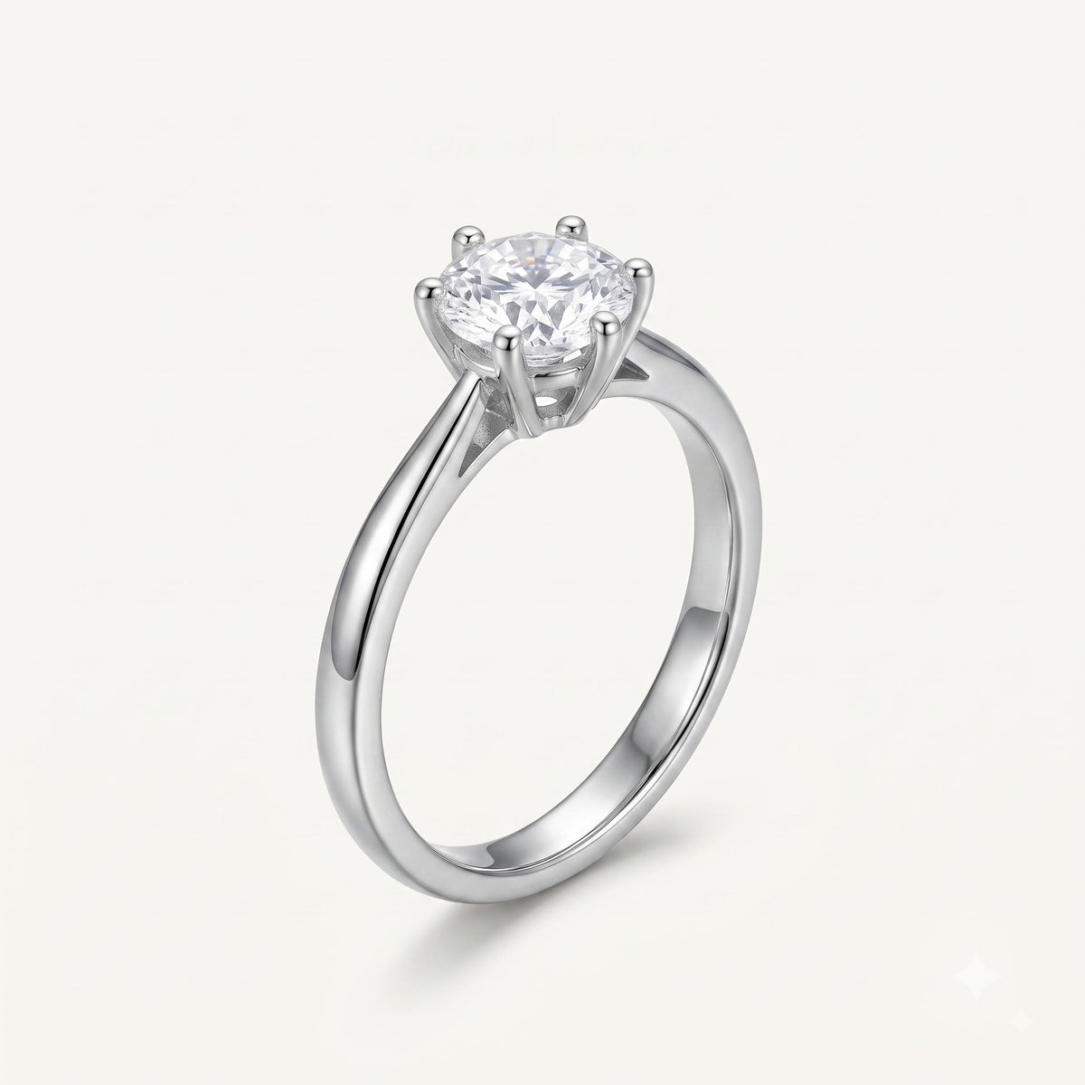 Classic Round Solitaire Ring with Brilliant Clear Centre Stone