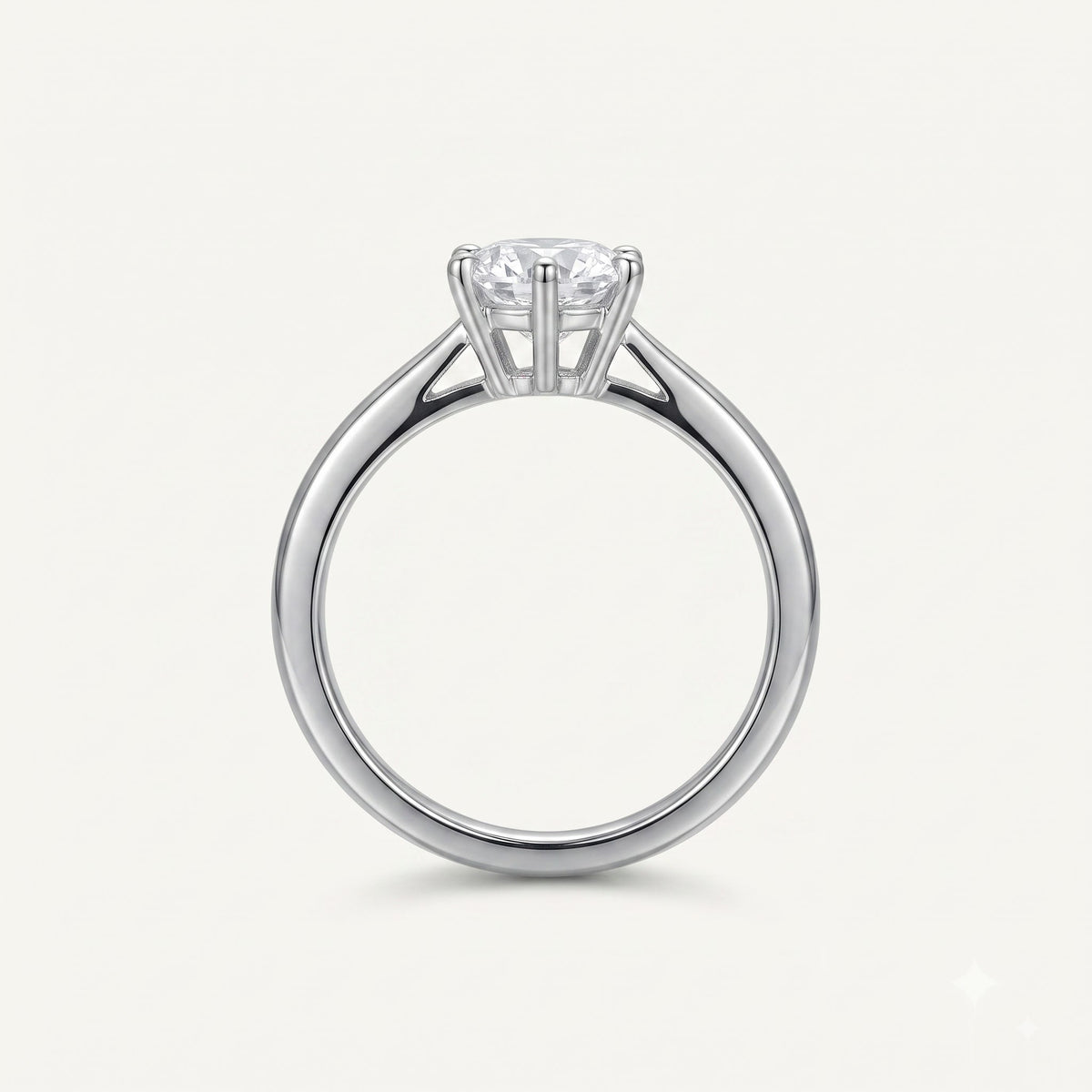 Classic Round Solitaire Ring with Brilliant Clear Centre Stone