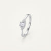 Elegant Emerald-Cut Crystal Ring with Sparkling Side Accents