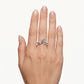 Elegant Silver-Tone Openwork Ring with Sparkling Accent Stones