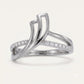 Elegant Silver-Tone Openwork Ring with Sparkling Accent Stones