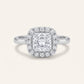 Elegant Princess-Cut Halo Crystal Ring for Women