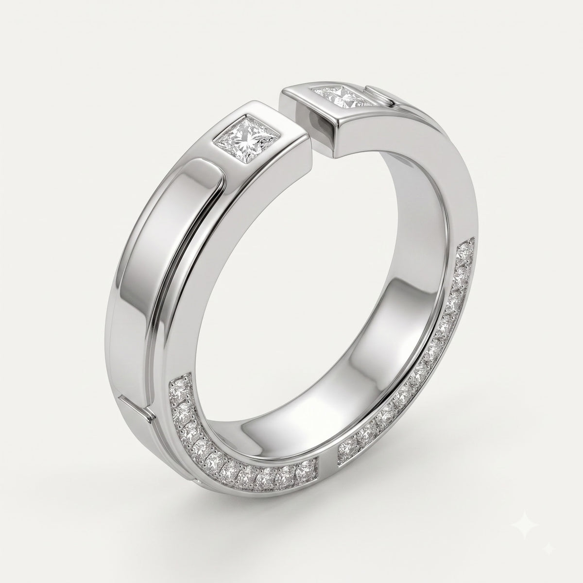 Elegant Silver-Tone Men’s Diamond-Style Band Ring