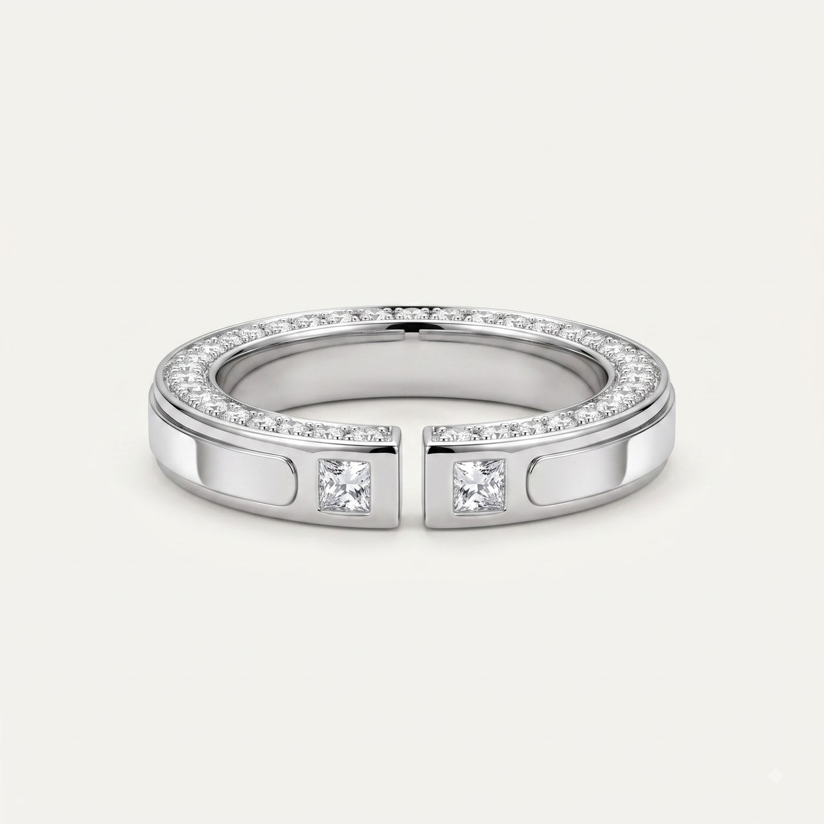 Elegant Silver-Tone Men’s Diamond-Style Band Ring