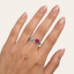 925 Sterling Silver Pink Oval Gemstone Leaf Ring