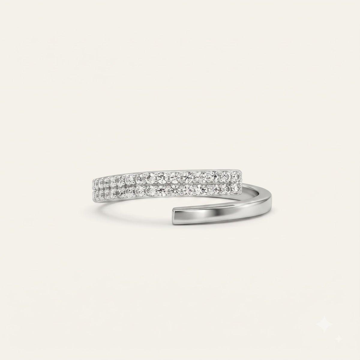 Modern Crossover Ring with Sparkling Pavé Stone Accent