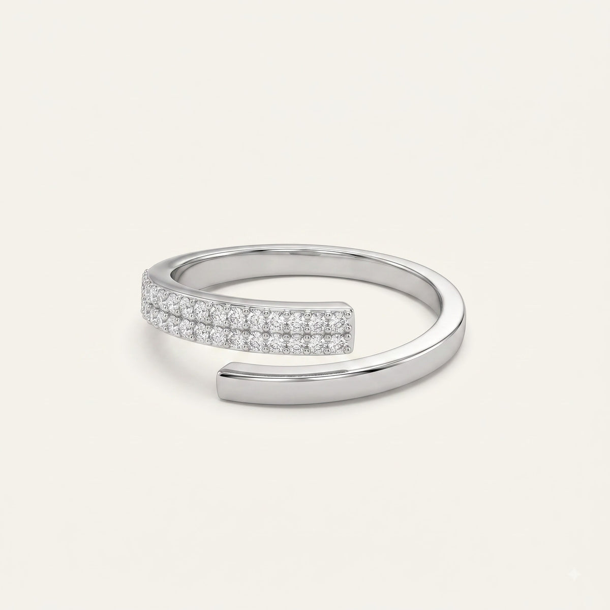 Modern Crossover Ring with Sparkling Pavé Stone Accent