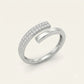 Modern Crossover Ring with Sparkling Pavé Stone Accent