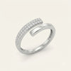 Modern Crossover Ring with Sparkling Pavé Stone Accent