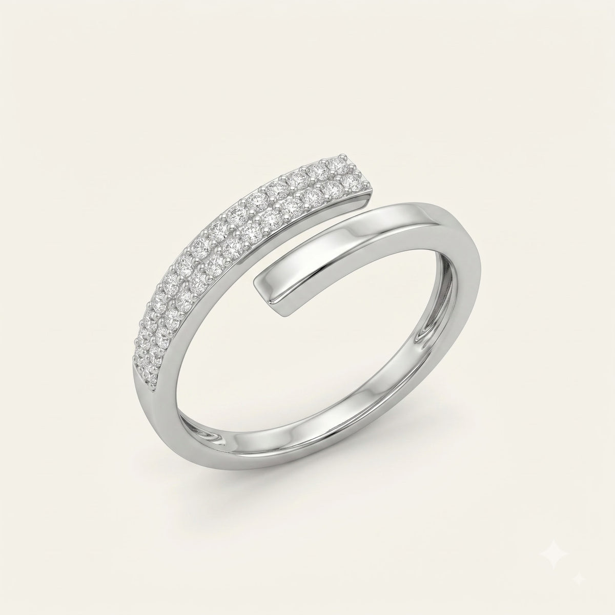 Modern Crossover Ring with Sparkling Pavé Stone Accent