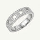 Silver Square Cutout Ring with Sparkling Stone Accents