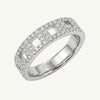 Silver Square Cutout Ring with Sparkling Stone Accents