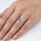 Silver Heart Ring with Blue Gemstone & Sparkling Heart Accents