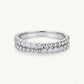Elegant Silver Beaded Crystal Band Ring