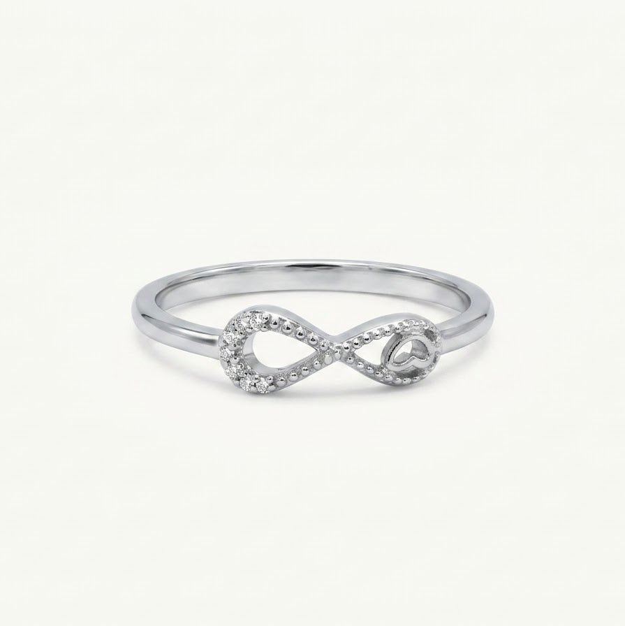 Elegant Infinity Heart & Key Crystal Ring