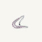 Elegant Pink Stone Pavé Wave Ring for Women