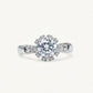 Elegant Round Solitaire Halo Ring with Sparkling Stone Accents for Women