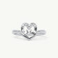 Elegant Silver Heart Ring with Sparkling Pavé Stones