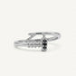 Elegant Silver Hook-Inspired Ring with Black Stone Accents