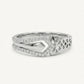 Elegant Silver Double Band Ring with Geometric Pavé Design