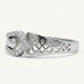 Elegant Silver Double Band Ring with Geometric Pavé Design