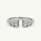Elegant Silver Open-Ended Ring with Crystal Baguette Detailing