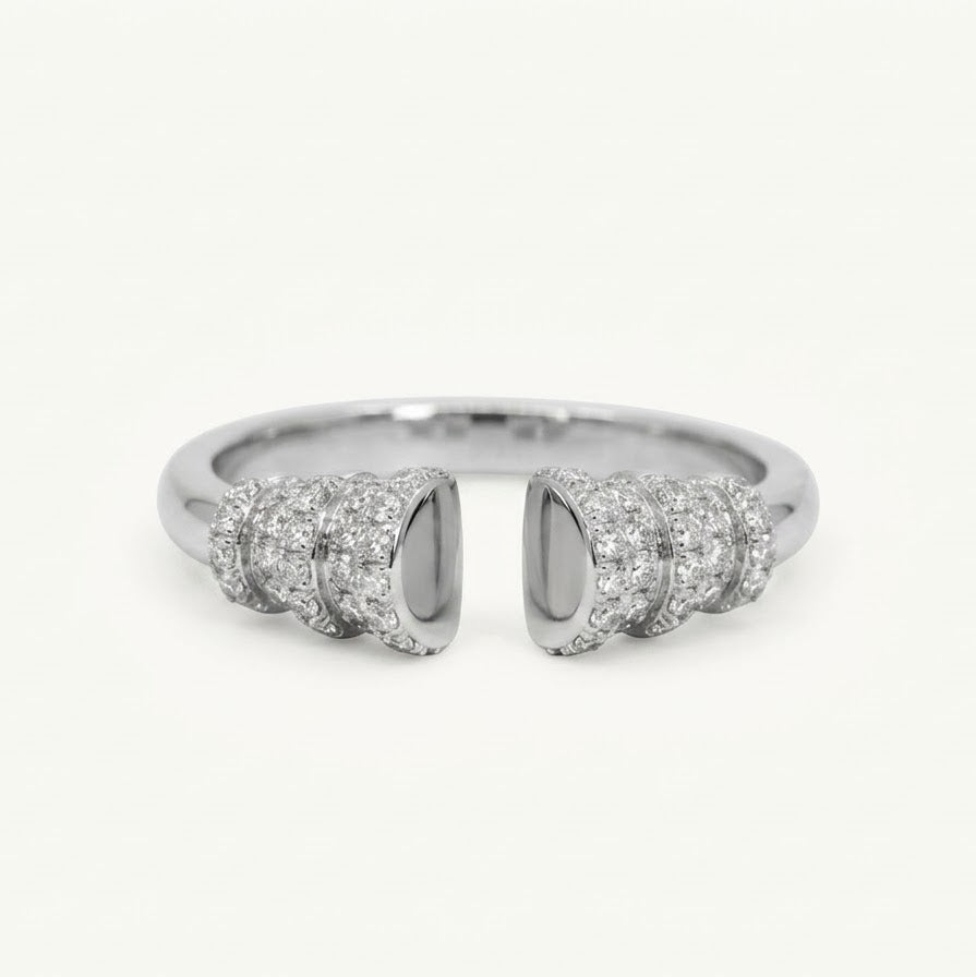 Elegant Silver Open-Ended Ring with Crystal Baguette Detailing