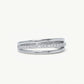 Elegant Silver Double Band Pavé Ring with Sparkling Clear Stones