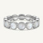 Elegant White Mother of Pearl Style Round Stone Eternity Band Ring for Women