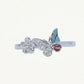 Elegant Silver Butterfly & Flower Ring with Blue and Pink Enamel Accents