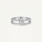 Elegant Silver Double Band Ring with Sparkling Stone Detailing